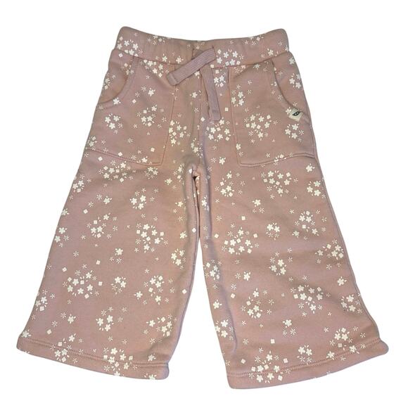 Easy Peasy Wide Leg Sweatpants Toddler Girls  2T Pink White Floral - Picture 1 of 6